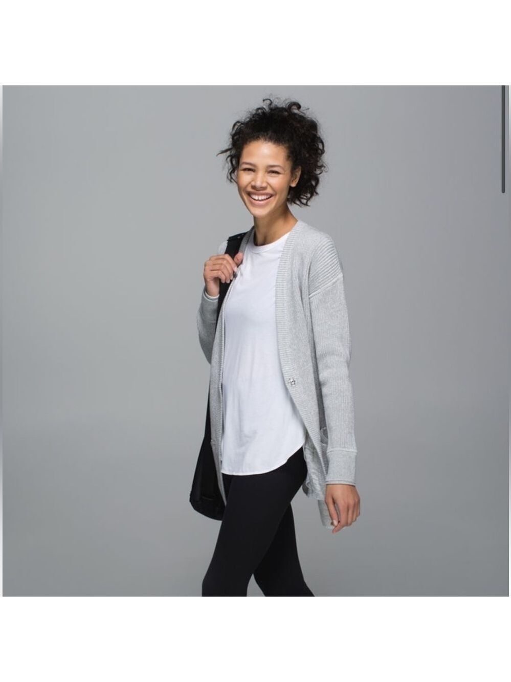 LULULEMON We Like To Cardi in Heathered Medium Grey / White